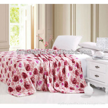 flower pattern printed blanket with 100% coral fleece material